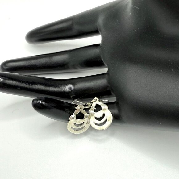 Sterling Silver 925 Half Moon Dangling Hook Earrings - Picture 1 of 7